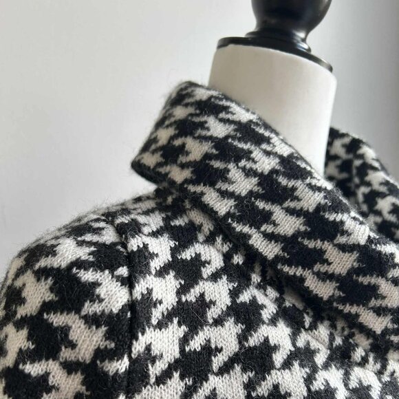 Ellen Tracy Black & White Houndstooth Foldover Collar Swing Knit Jacket – US S - Picture 5 of 10